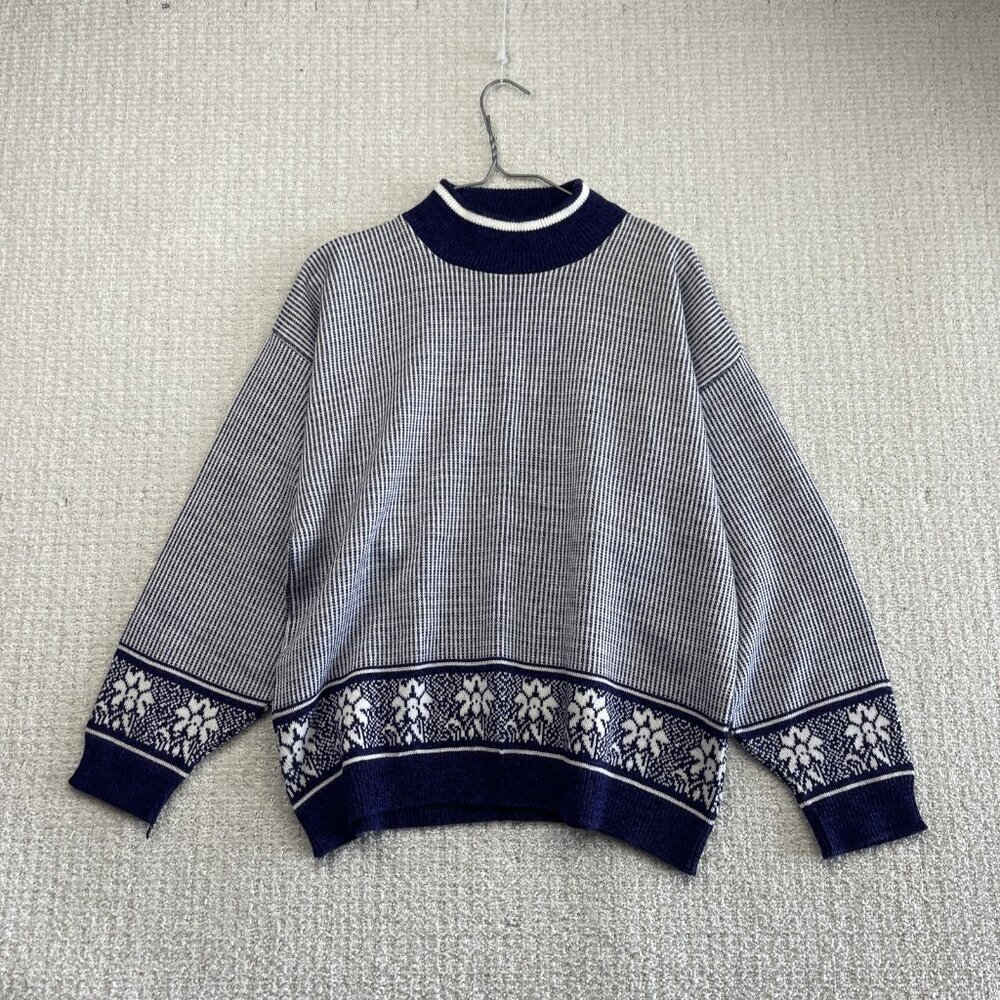 Vintage Concord Fair Isle Sweater Nordic Purple Apres Ski Canada Made Sz L